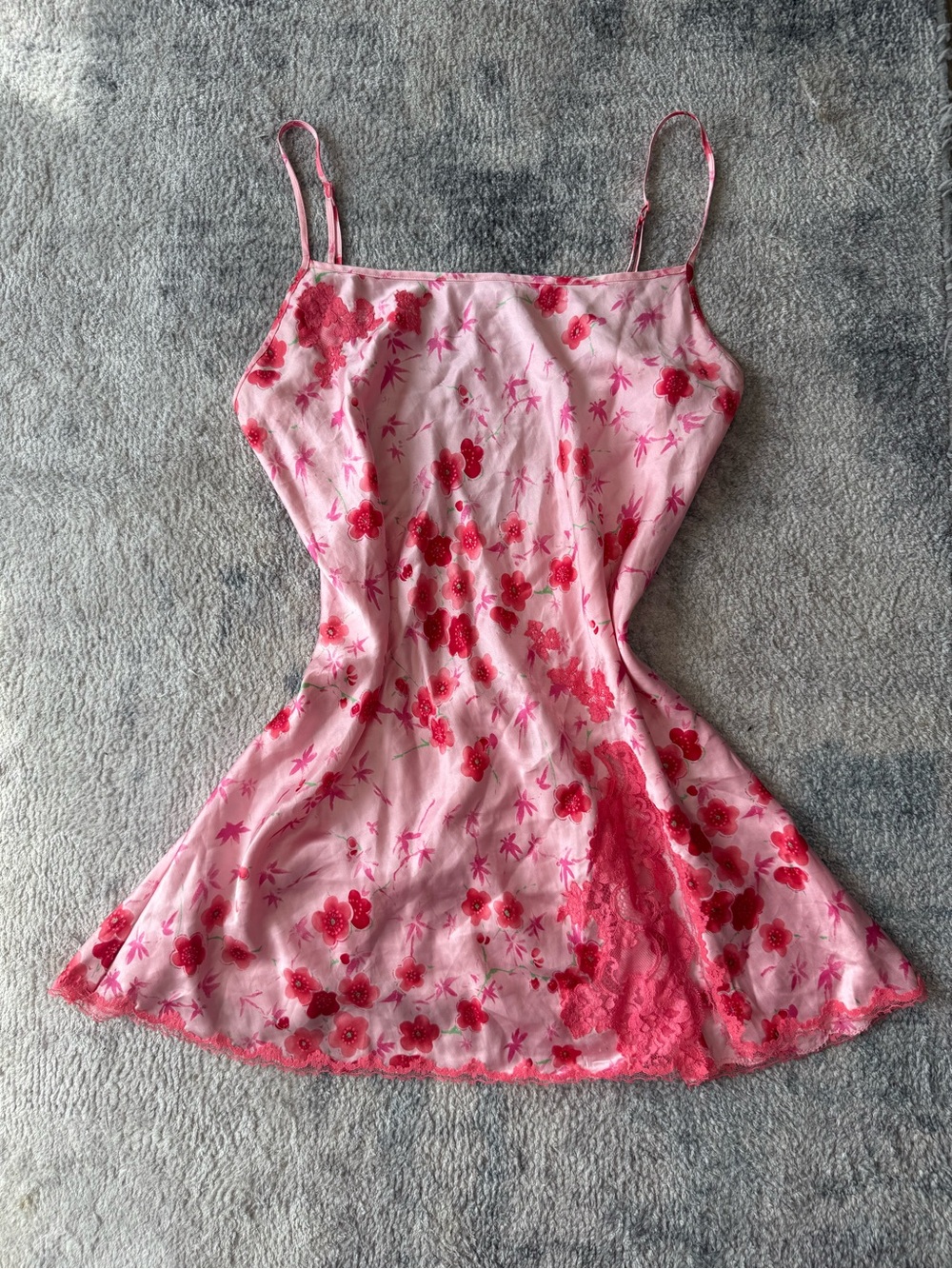 Victoria’s Secret EXTREMELY RARE Cherry Blossom Slip Dress Y2K Pink Lace Satin L - Picture 15 of 15